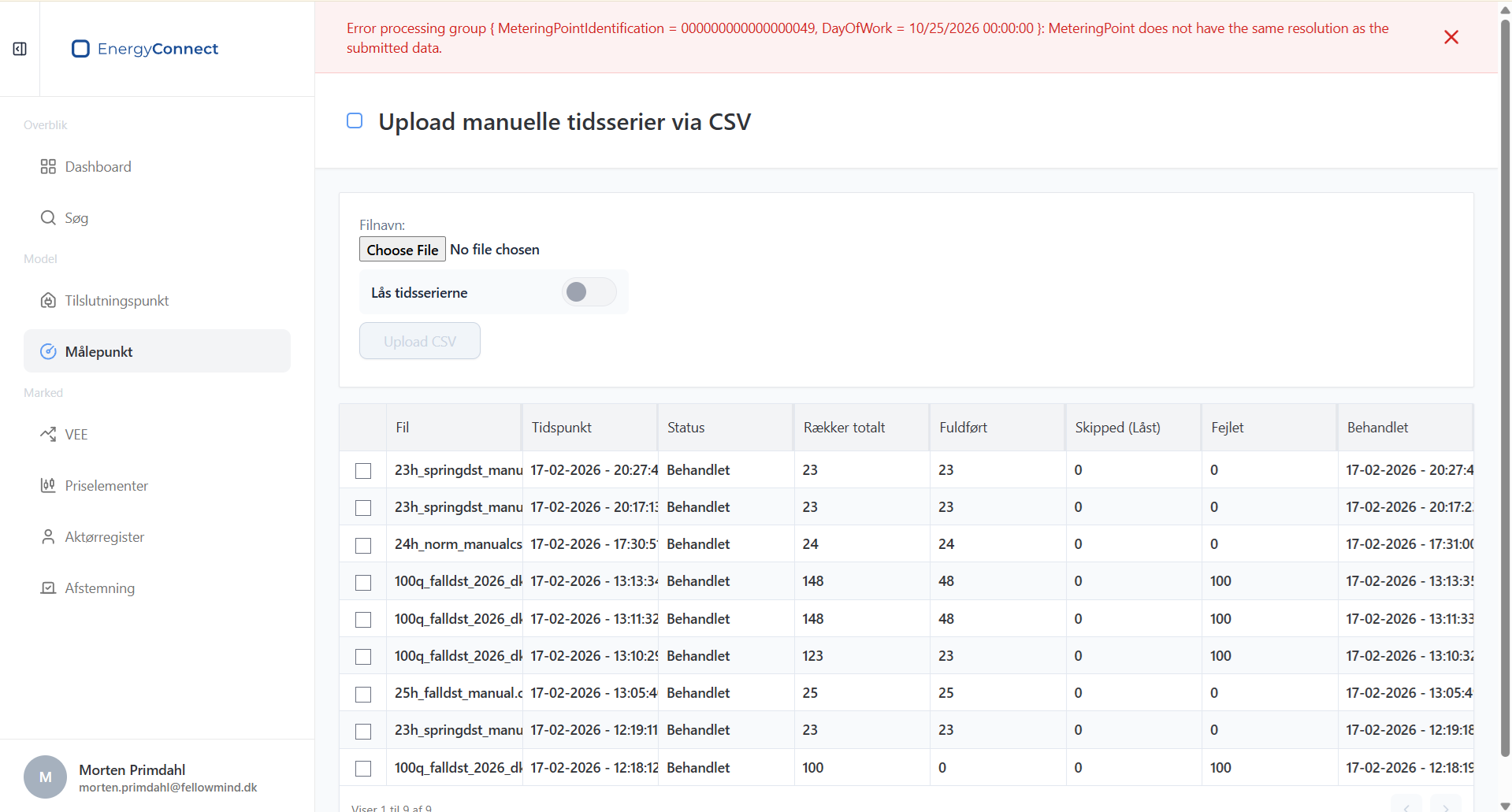 Overblik over seneste uploads